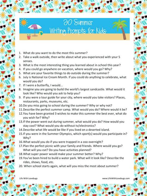 33 Creative Prompts For Summer Season Writing Summer Writing Prompt - Summer Writing Prompt