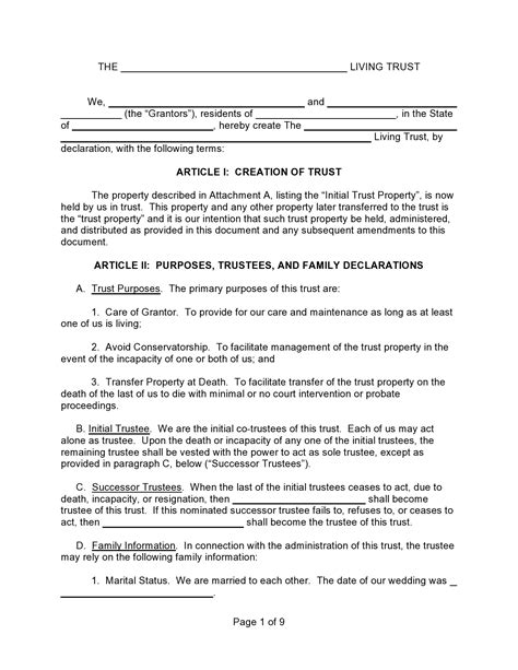 34 Free Living Trust Forms ( & Documents) ᐅ TemplateLab