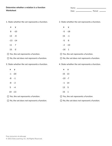 35 Determine Whether The Relation Is A Function Worksheet support