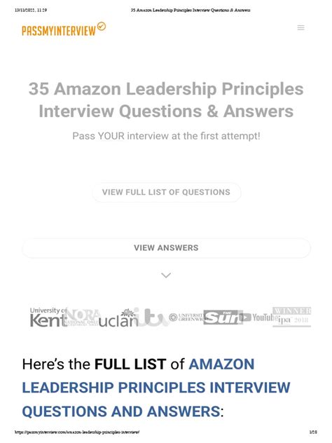 35 Amazon Leadership Principles Interview Questions Amp Answers