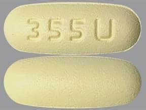 355 u tramadol. Tramadol hydrochloride tablets USP, 50 mg are Pale yellow colored, capsule shaped biconvex, film coated tablet debossed with "355" on one side of break line and "U" on the other side of breakline on one side and plain on other side. Bottles of 100: NDC 29300-355-01. Bottles of 500: NDC 29300-355-05. Bottles of 1,000: NDC 29300-355-10 