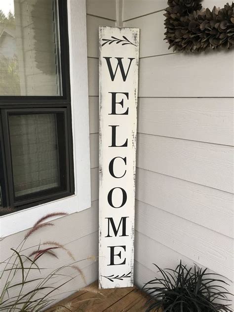 36" Vertical Rustic Wood Sign WELCOME Farmhouse Porch Decor …