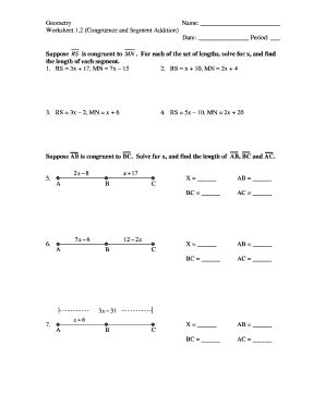36 Geometry Worksheet 1.2 Congruence And Segment Addition Answers