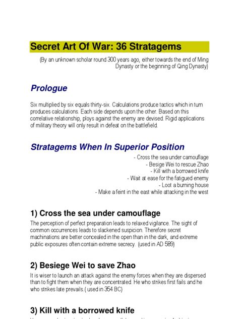 36 stratagems secret art of war pdf