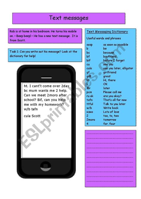 36 Text Messages English Esl Worksheets Pdf Amp Text Message Language Worksheet - Text Message Language Worksheet