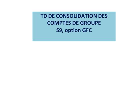 Read Online 36 Cas Corrig S De Consolidation Des Comptes Comptes De 