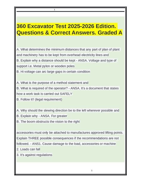 360 excavator test.  Questions & Correct Answers.  During the theory test you'll be ...
