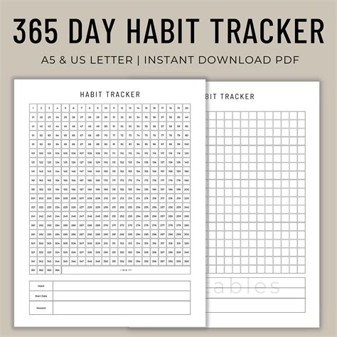 365 Day Habit Tracker Printable