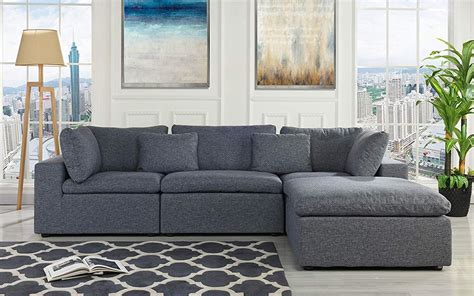 37" x 88" x 88" Small L-Shaped Gray Fabric Sectional