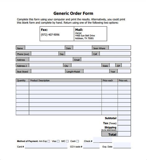 37+ Order Form Templates PDF, DOC, Excel