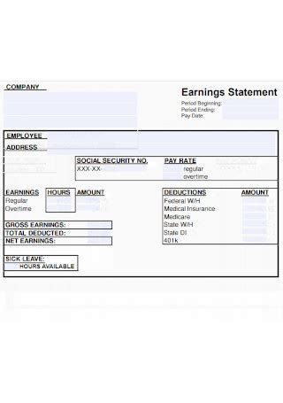 37+ SAMPLE Earnings Statement Templates in PDF MS Word