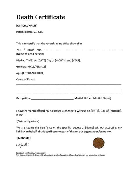 37 Blank Death Certificate Templates [100 Free] ᐅ Template Lab