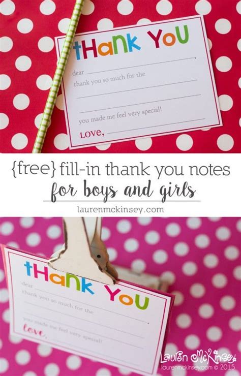 37 best Printable kids thank you notes images on Pinterest Free