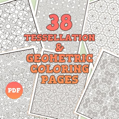 38 Tessellation Geometric Coloring Pages Patterns Adult Coloring Book