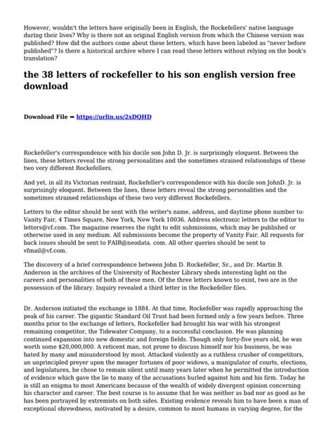 38 letters rockefeller