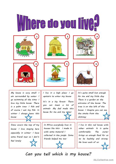 39 Where do you live English ESL worksheets pdf & doc
