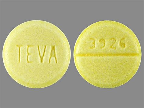 3926 yellow pill. yellow round Pill with imprint 3926 teva tablet for treatment of Alcohol Withdrawal Delirium, Glaucoma, Open-Angle, Infant, Premature, Muscle Spasticity, Pregnancy, Status … 