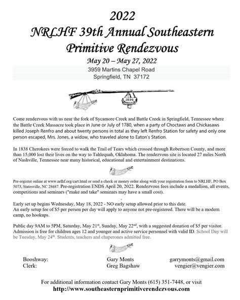 39th Annual Southeastern Primitive Rendezvous May 20-27, …