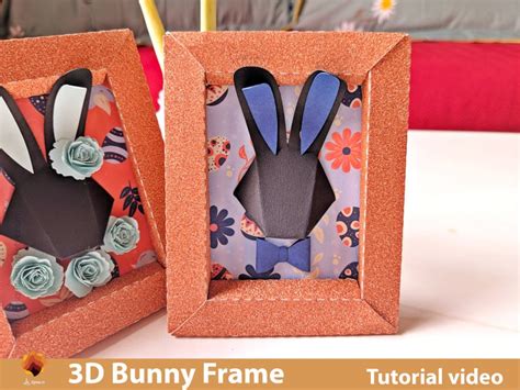 3D Bunny Frame Paper Craft Easter SVG File