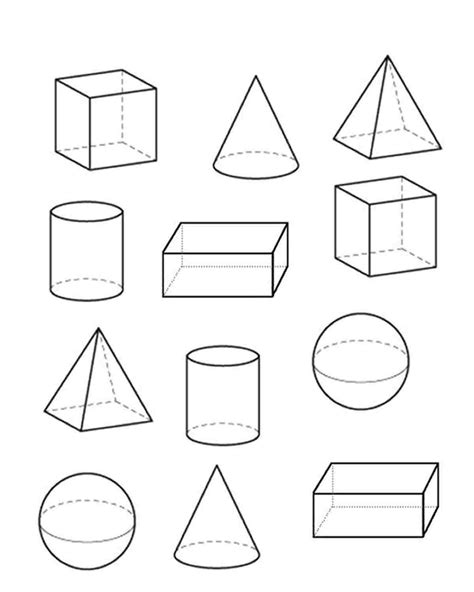 3D Coloring Pages Geometrics And Three D Shapes