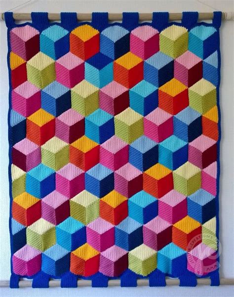3D Illusion Knitting Patterns deep cool