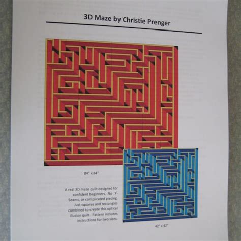 3D Maze Quilt Pattern. Detailed Full Color 27 Pages. Etsy