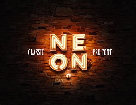 3D Neon PSD Font Classic version Behance