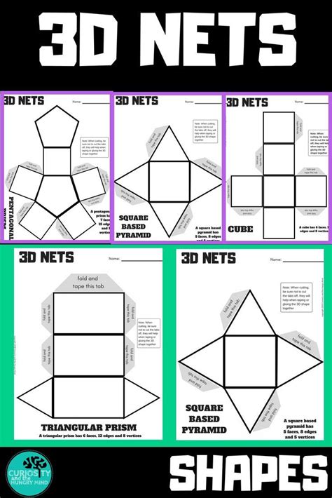 3D Net Shapes Math Maths activities middle school, Math classroom, Math