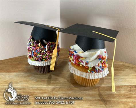 3D Paper Graduation Hat SVG File Cut File for Cricut Cupcake Etsy