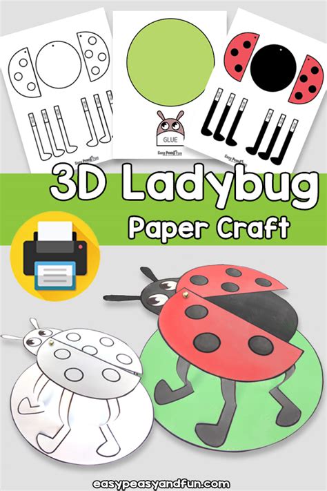 3D Paper Ladybug Craft With Template Easy Peasy and Fun