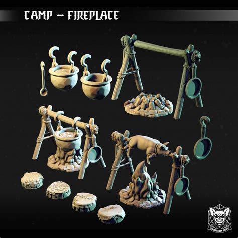 3D Printable Camp Terrain - Fireplace by Dungeon Dog