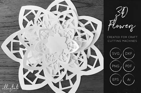3D SVG & PDF Template, Lotus Flower Digital SVG Template For Cutting