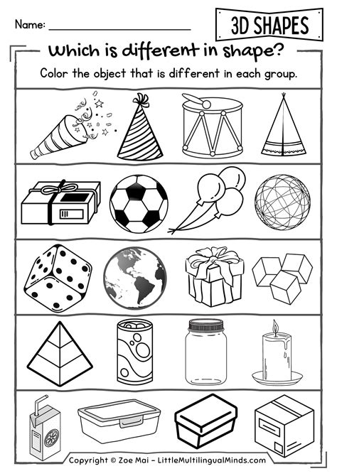 3D Shapes Sheet