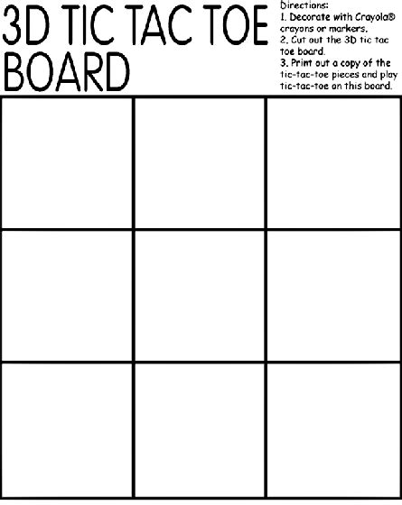 3D Tic Tac Toe Board Coloring Page