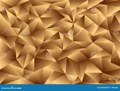 3D golden polygon background and texture. Low poly gold pattern