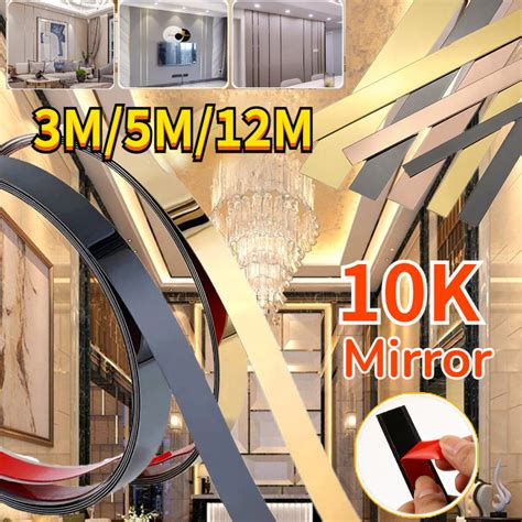 3M/5M List Plat Strip Mirror Gold / Stainless SS201 Steel Flat ... - muktibox.com