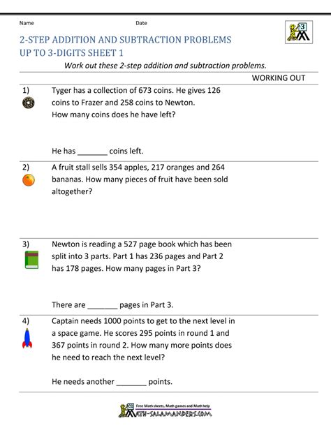 3Rd Grade Addition And Subtraction Problems Addition and subtraction