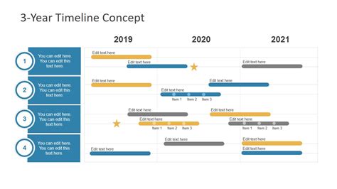 3Year Timeline Concept for PowerPoint SlideModel