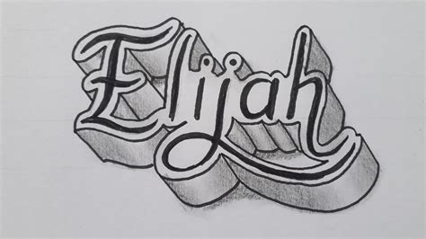 3d Drawing Calligraphy Name Elijah / How To Draw Art For