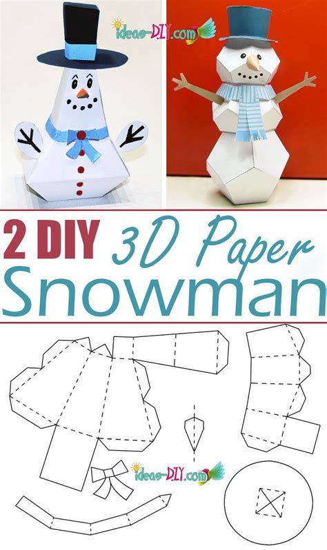3d Paper Snowman Template