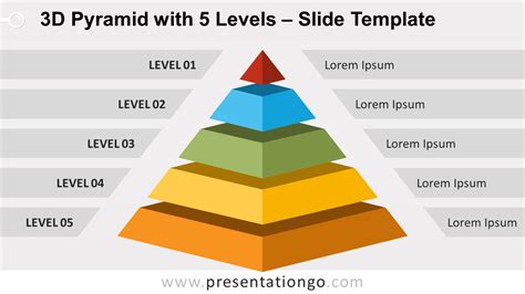 3d Pyramid With 5 Levels For Powerpoint And Google Slides