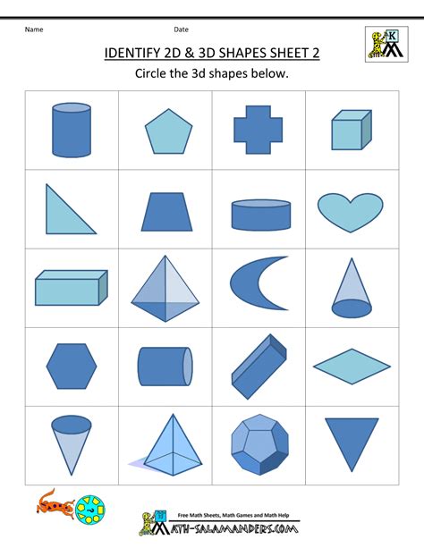 3d And 2d Shapes Identification Worksheets Maths Ks2 2d And 3d Shapes Ks2 - 2d And 3d Shapes Ks2