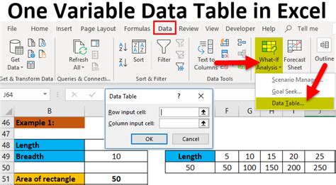 3d data table excel one variable