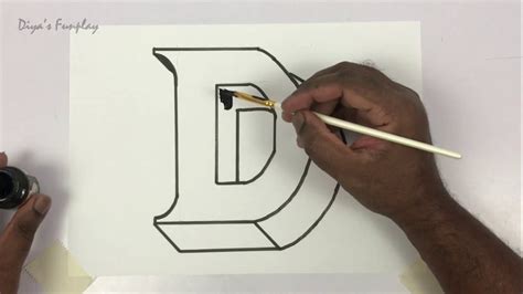 3d Letter Drawing D Youtube Drawing With Letter D - Drawing With Letter D