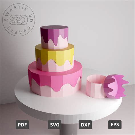 3d Paper Cake Party Cut Files Designs By Birthday Cake Cut Out Template - Birthday Cake Cut Out Template