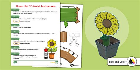 3d Paper Flower Pot Template