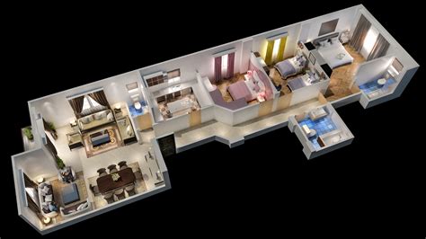 3d Plan Appartement   3d Floor Plan Apartment Flat Free 3d Model - 3d Plan Appartement