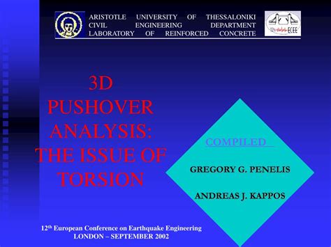 3d Pushover Analysis The Issue Of Torsion