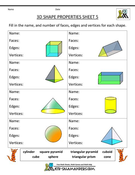 3d Shapes Grade 3 Worksheets Kidsworksheetfun Shapes Worksheets For Grade 3 - Shapes Worksheets For Grade 3