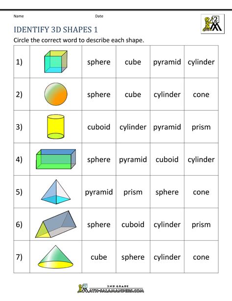 3d Shapes Second Grade   Free Printable 3d Shapes Worksheets For 2nd Class - 3d Shapes Second Grade